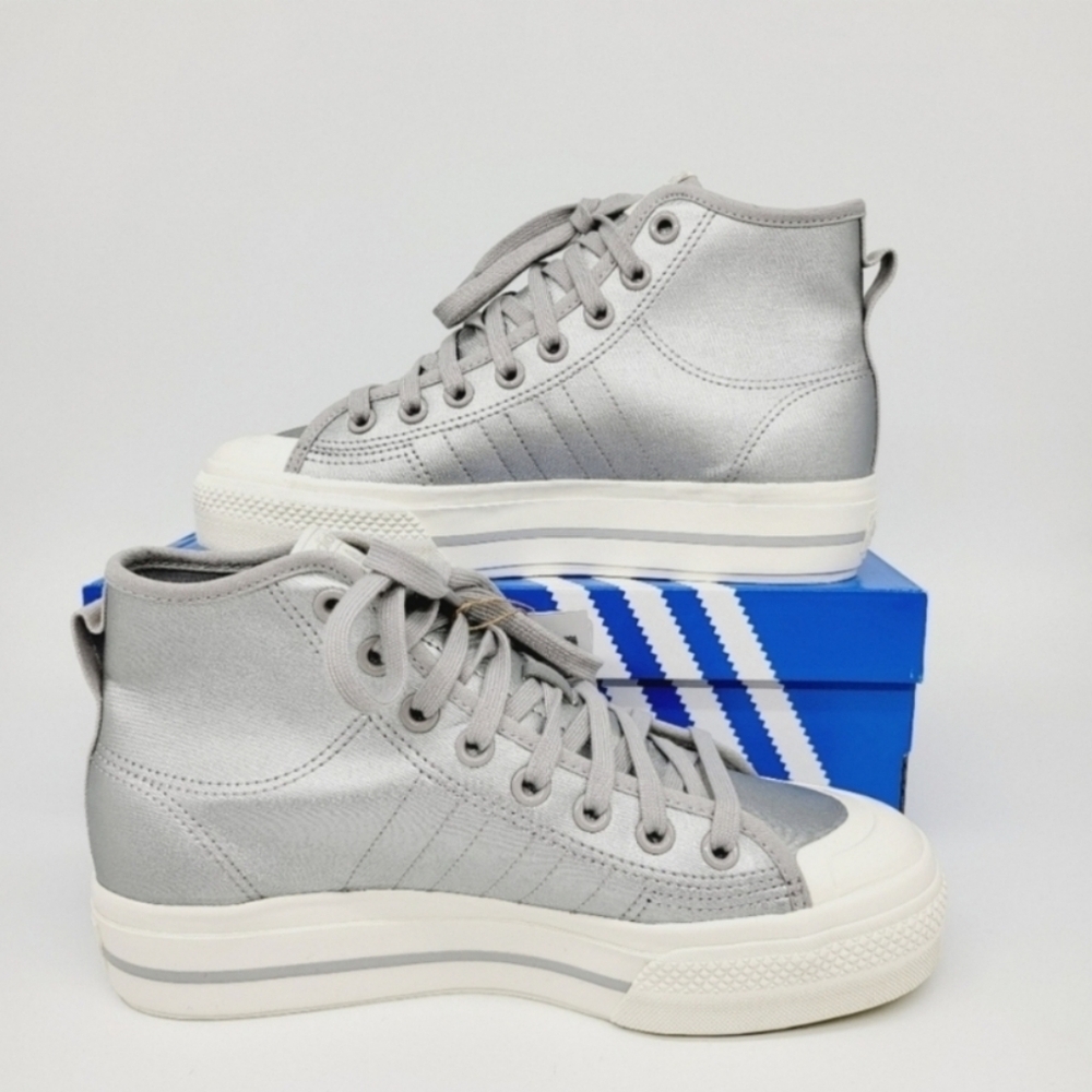 New adidas Nizza RF Platform Mid Shoes Silver Metallic Women's Size 8.5 - Picture 5 of 8